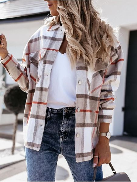 women's jackets autumn long sleeve plaid shirt coat loose pocket single breasted female coats 2021 fashion office warm ladies, Black;brown
women's jackets autumn long sleeve plaid shirt coat loose pocket single breasted female coats 2021 fashion office warm ladies, Black;brown