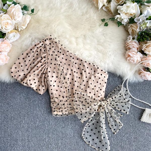 short women's skew collar sleeve sweet polka dot print mesh shirt fashion blouse m868 blouses & shirts, White
short women's skew collar sleeve sweet polka dot print mesh shirt fashion blouse m868 blouses & shirts, White