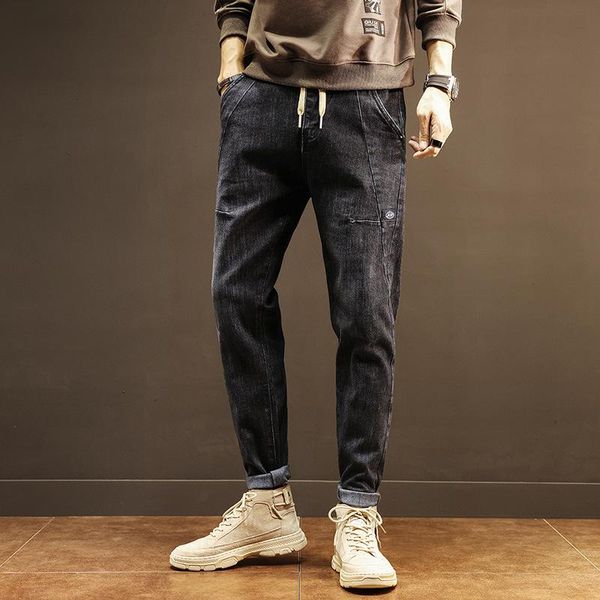 men's jeans 2021 spring autumn men trendy brand loose splicing pant korean ankle lenght pants casual trousers, Blue
men's jeans 2021 spring autumn men trendy brand loose splicing pant korean ankle lenght pants casual trousers, Blue