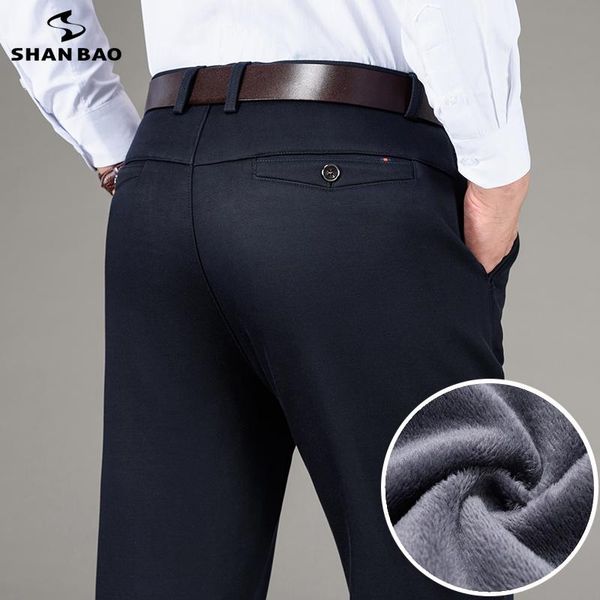 men's pants shan bao 2021 winter brand modal fleece thick warm fitted straight loose business waist, Black
men's pants shan bao 2021 winter brand modal fleece thick warm fitted straight loose business waist, Black