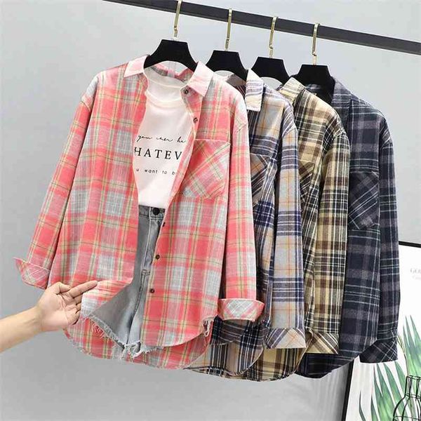 hsa women autumn casual plaid blouse korean loose harajuku wind thin coat spring out jacket blusa mujer 210430, White
hsa women autumn casual plaid blouse korean loose harajuku wind thin coat spring out jacket blusa mujer 210430, White