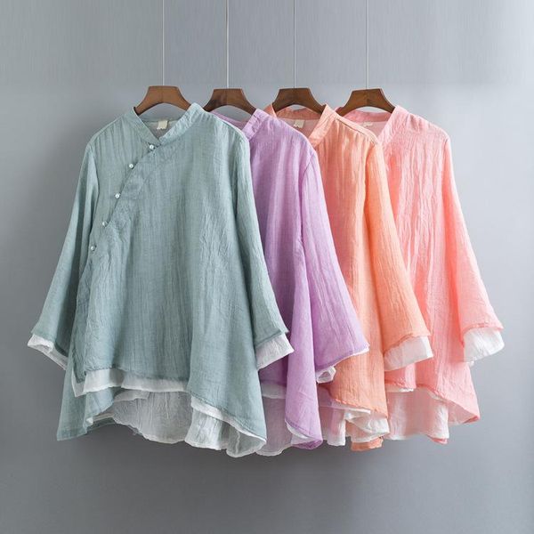 ethnic clothing retro chinese style stand collar double layer cotton and linen tulle loose blouse women pearl button shirt zen tea service, Red
ethnic clothing retro chinese style stand collar double layer cotton and linen tulle loose blouse women pearl button shirt zen tea service, Red