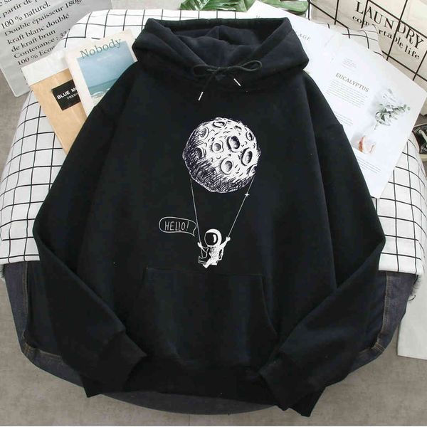 men's and women's astronaut printed hooded sweatshirts, casual long sved sweaters, harajuku street cloth, warm polar lining in aut, Black
men's and women's astronaut printed hooded sweatshirts, casual long sved sweaters, harajuku street cloth, warm polar lining in aut, Black