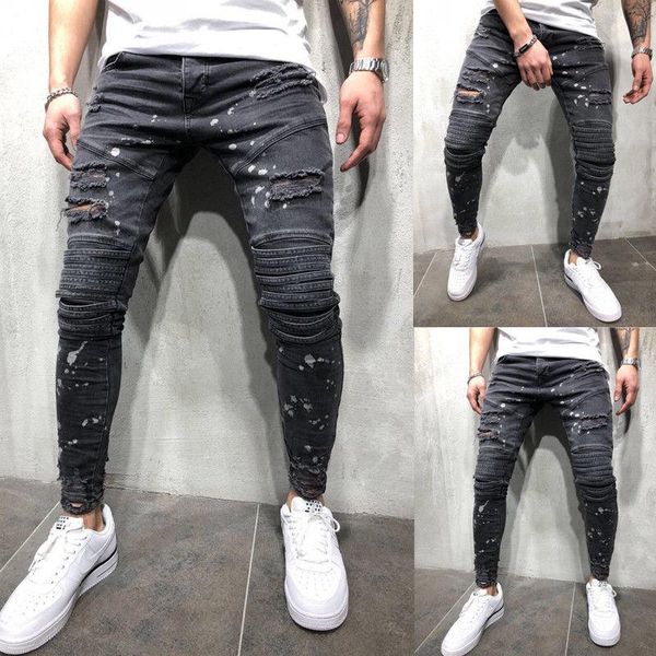 men's jeans shzq men ripped dot printed skinny destroyed frayed slim fit denim pant casual hole zipper balck p, Blue
men's jeans shzq men ripped dot printed skinny destroyed frayed slim fit denim pant casual hole zipper balck p, Blue