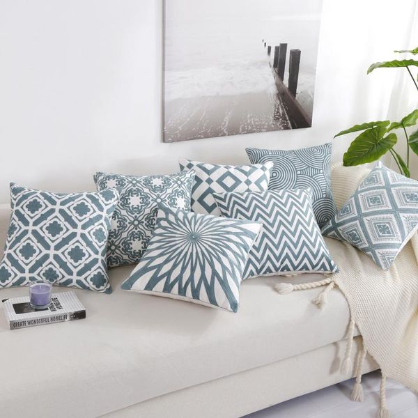 decorative cushion covers embroidered blue white geometric floral canvas cotton suqare throw pillow 45x45cm for sofa cushion/decorative
decorative cushion covers embroidered blue white geometric floral canvas cotton suqare throw pillow 45x45cm for sofa cushion/decorative