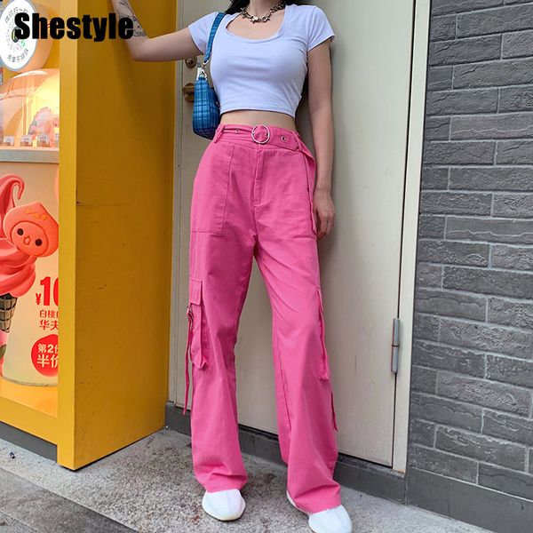 shestyle pink hip hop streetwear pant women 2021 summer belt zipper pockets casual loose straight cargo pants trousers ladyby, Black;white
shestyle pink hip hop streetwear pant women 2021 summer belt zipper pockets casual loose straight cargo pants trousers ladyby, Black;white