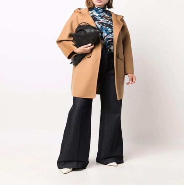 women's wool & blends 2021 autumn winter fashion hooded solid color woolen coat women temperament elegant mid-length straight overcoat, Black
women's wool & blends 2021 autumn winter fashion hooded solid color woolen coat women temperament elegant mid-length straight overcoat, Black