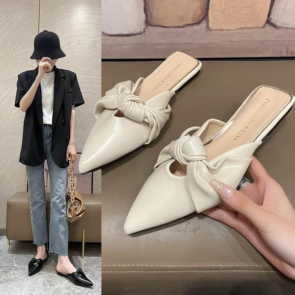 slippers shoes women cover toe flat low butterfly-knot luxury slides pantofle soft designer pointed 2021 hoof he, Black
slippers shoes women cover toe flat low butterfly-knot luxury slides pantofle soft designer pointed 2021 hoof he, Black