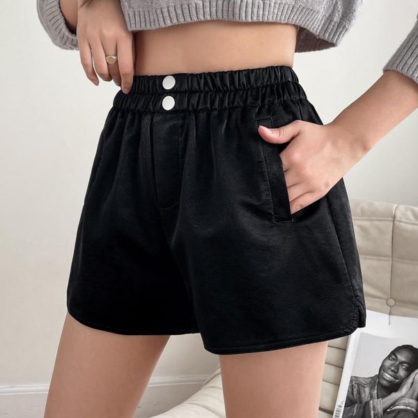 women's shorts women leather 2021 autumn winter casual eleastic waist wide leg female button a-line loose, White;black
women's shorts women leather 2021 autumn winter casual eleastic waist wide leg female button a-line loose, White;black