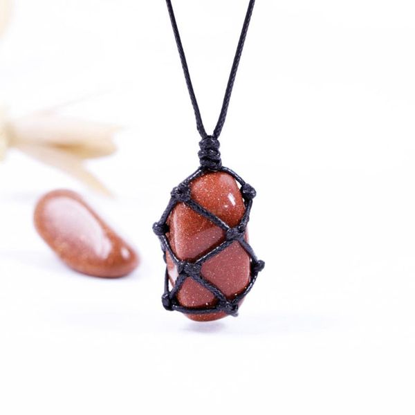 pendant necklaces natural mineral braid net pocket with rope reiki healing stone quartz necklace adjustable length sandstone, Silver
pendant necklaces natural mineral braid net pocket with rope reiki healing stone quartz necklace adjustable length sandstone, Silver