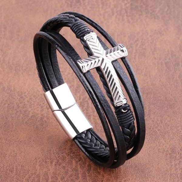 charm bracelets cross stainless steel men's multi-layer hand-woven leather cord bracelet golden trendy, Golden;silver
charm bracelets cross stainless steel men's multi-layer hand-woven leather cord bracelet golden trendy, Golden;silver
