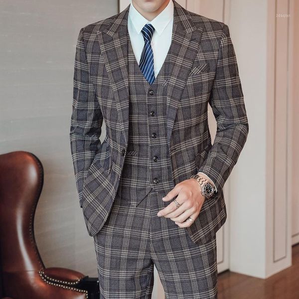 men's suits & blazers men clothing 2021 tide brand suit three-piece british youth business fashion casual plaid, White;black
men's suits & blazers men clothing 2021 tide brand suit three-piece british youth business fashion casual plaid, White;black