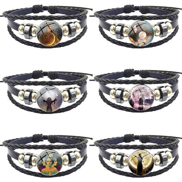 charm bracelets full moon and goddess logo jewelry wiht glass cabochon black leather bracelet bangle for women handmade girls, Golden;silver
charm bracelets full moon and goddess logo jewelry wiht glass cabochon black leather bracelet bangle for women handmade girls, Golden;silver