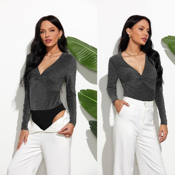 2021 autumn pleated women's fashion stitching v-neck slim long sleeve bottomed jumpsuit, White
2021 autumn pleated women's fashion stitching v-neck slim long sleeve bottomed jumpsuit, White