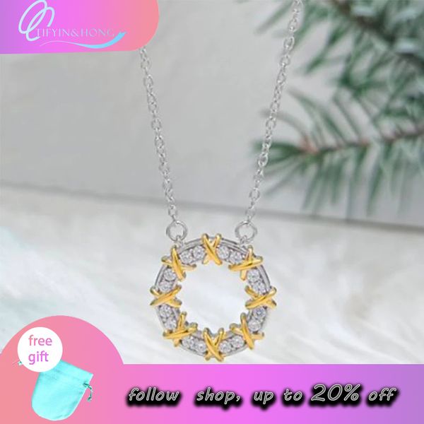 2022 brand original jewelry designer necklace zircon gold circle pendant women's personality simple high-end sweater chain, Silver
2022 brand original jewelry designer necklace zircon gold circle pendant women's personality simple high-end sweater chain, Silver