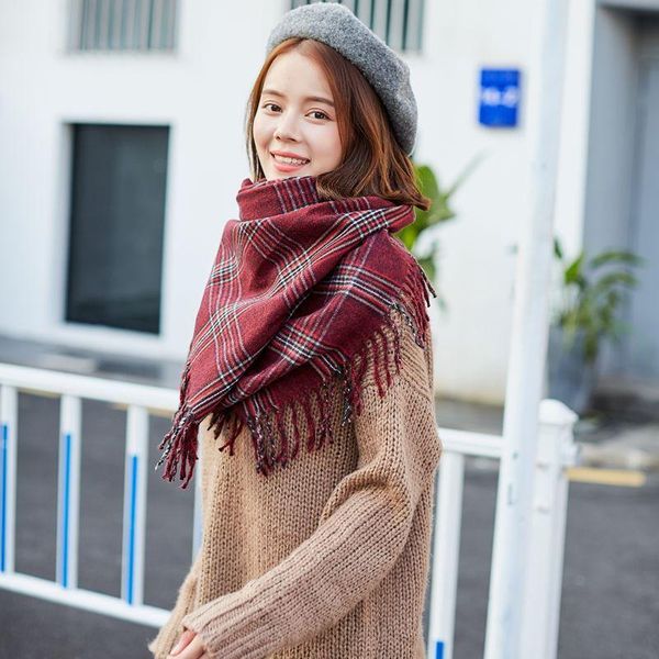 hats, scarves & gloves sets 2021 women's autumn and winter thick thickened imitation cashmere plaid scarf european american warm tassel, Blue;gray
hats, scarves & gloves sets 2021 women's autumn and winter thick thickened imitation cashmere plaid scarf european american warm tassel, Blue;gray