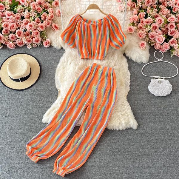 women's two piece pants casual suit pleated leggings loose hanging feeling long two-piece tie dyed short one shoulder top, White
women's two piece pants casual suit pleated leggings loose hanging feeling long two-piece tie dyed short one shoulder top, White