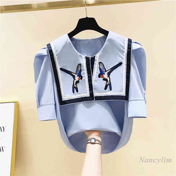 blouses embroidered sailor collar short sleeve shirt for woman summer clothing pullover blouse blusas mujer lady top, White
blouses embroidered sailor collar short sleeve shirt for woman summer clothing pullover blouse blusas mujer lady top, White