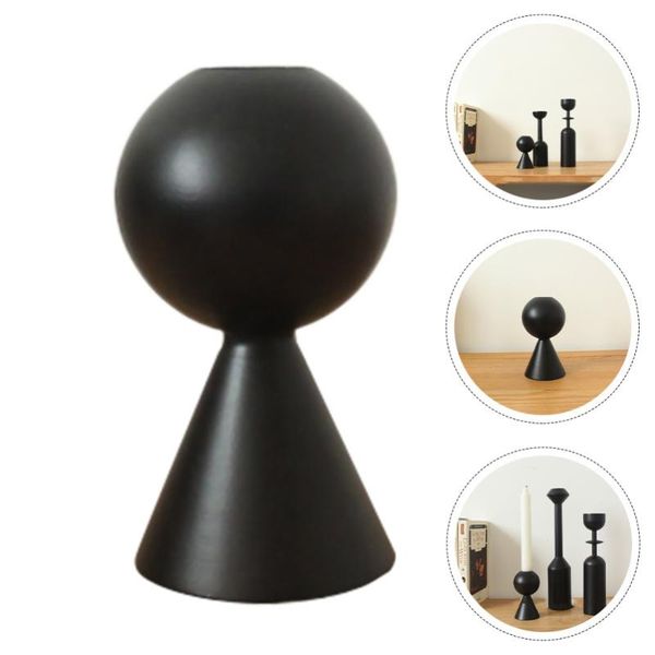 candle holders 1pc festival stand wooden candleholder ornament for pography (black)
