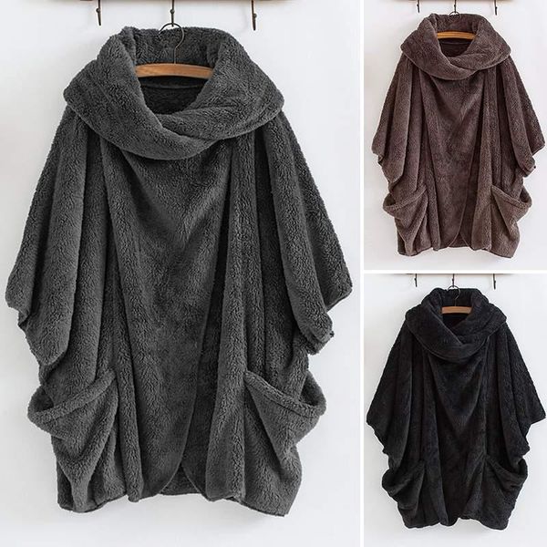 women's jackets plus size fluffy coat for women batwing sleeve jacket female button outwear autumn poncho solid lady jumpers, Black;brown
women's jackets plus size fluffy coat for women batwing sleeve jacket female button outwear autumn poncho solid lady jumpers, Black;brown