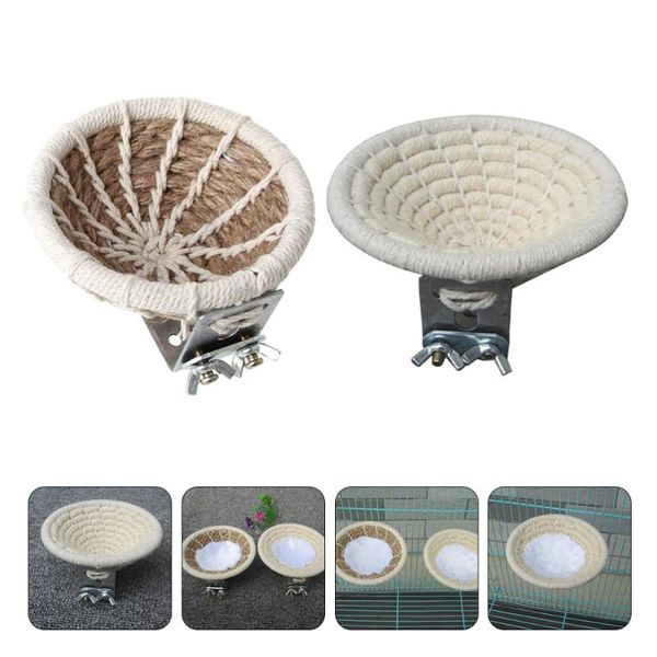 bird cages 2pcs breeding hut nest weave rope hatching bed parrot cage