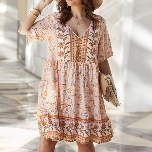western style vacation women's summer dress 2021 fashion loose casual simple beach printing v-neck dresses, Black;gray
western style vacation women's summer dress 2021 fashion loose casual simple beach printing v-neck dresses, Black;gray