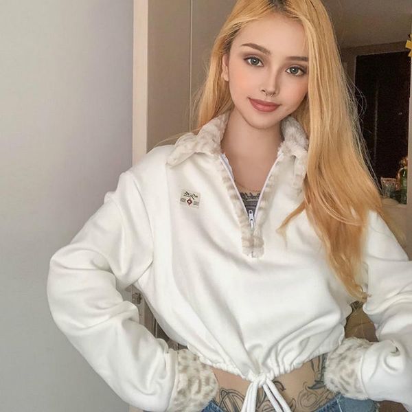 women's hoodies & sweatshirts sweet girl korea harajuku gothic leopard collar hoodie fashion punk woman crop slim elegant pullover, Black
women's hoodies & sweatshirts sweet girl korea harajuku gothic leopard collar hoodie fashion punk woman crop slim elegant pullover, Black