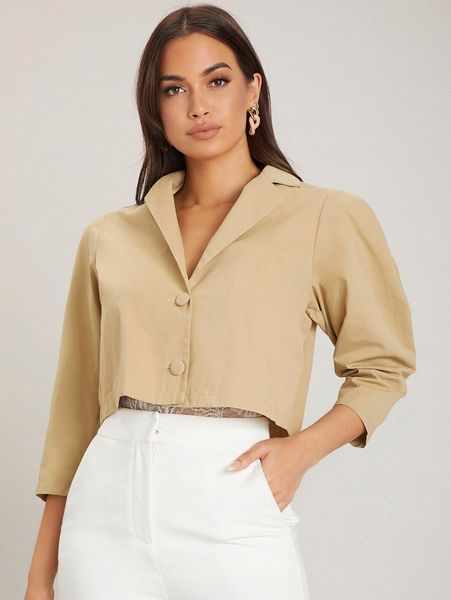 gigot sleeve button front crop jacket j1j4#, Black;brown
gigot sleeve button front crop jacket j1j4#, Black;brown