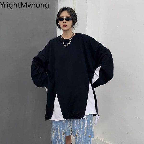 women's hoodies & sweatshirts destroyed ripped hole contrast long sleeve pullover woman man streetwear harajuku casual sweatshirt autum, Black
women's hoodies & sweatshirts destroyed ripped hole contrast long sleeve pullover woman man streetwear harajuku casual sweatshirt autum, Black