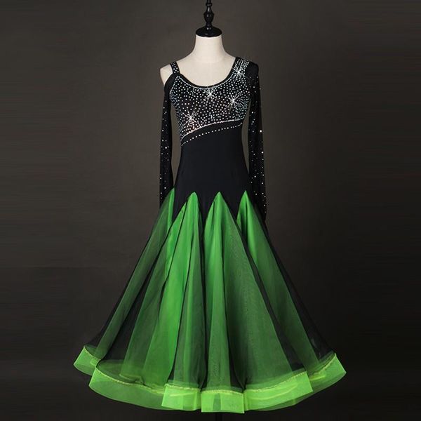 green ballroom dance dress fringe standard viennese waltz wear rhinestone costumes stage, Black;red
green ballroom dance dress fringe standard viennese waltz wear rhinestone costumes stage, Black;red