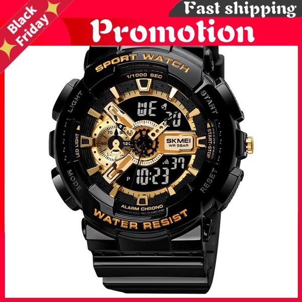 wristwatches luxury fashion digital watch men shockproof waterproof dual wristwatch led chrono alarm clock mens watches cool bracelet, Slivery;brown
wristwatches luxury fashion digital watch men shockproof waterproof dual wristwatch led chrono alarm clock mens watches cool bracelet, Slivery;brown