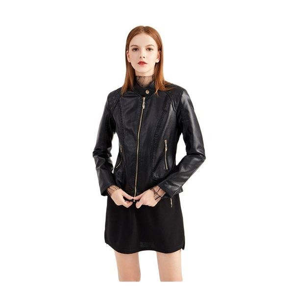women's leather & faux moto biker zipper jacket solid women slim fashion winter autumn coat plus size boho, Black
women's leather & faux moto biker zipper jacket solid women slim fashion winter autumn coat plus size boho, Black