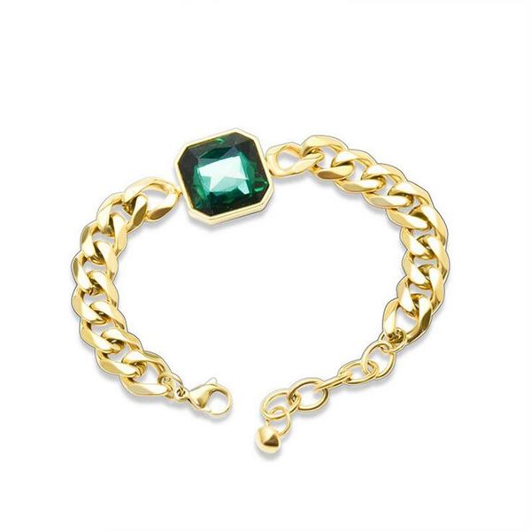 link, chain fashion titanium steel gold color green crystal stone bracelet for women 2021 trendy jewelry accessories, Black
link, chain fashion titanium steel gold color green crystal stone bracelet for women 2021 trendy jewelry accessories, Black