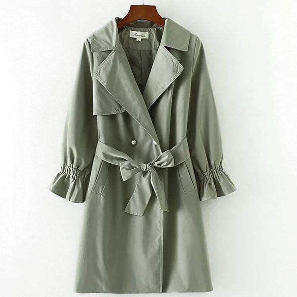 women's trench coats europe style women long solid green with belt slim trumpet sleeve female coat adjustable waist casual all match sw, Tan;black
women's trench coats europe style women long solid green with belt slim trumpet sleeve female coat adjustable waist casual all match sw, Tan;black