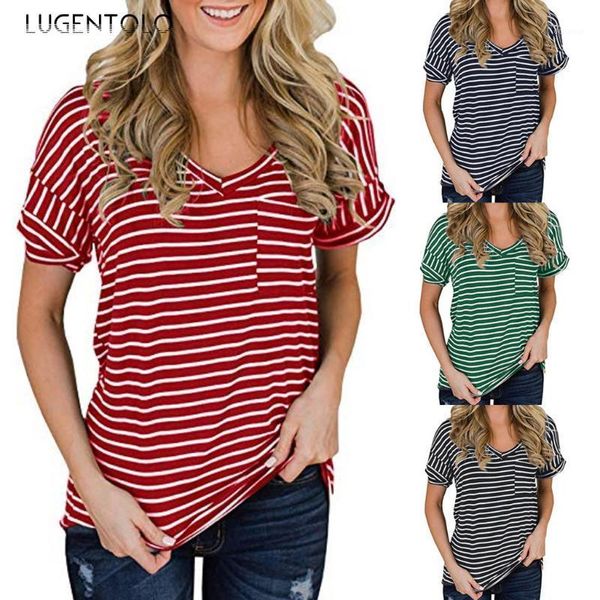 women's t-shirt women summer tshirt strip loose casual tee short-sleeve v-neck pocket fashion simple t-shirts lugentolo, White
women's t-shirt women summer tshirt strip loose casual tee short-sleeve v-neck pocket fashion simple t-shirts lugentolo, White
