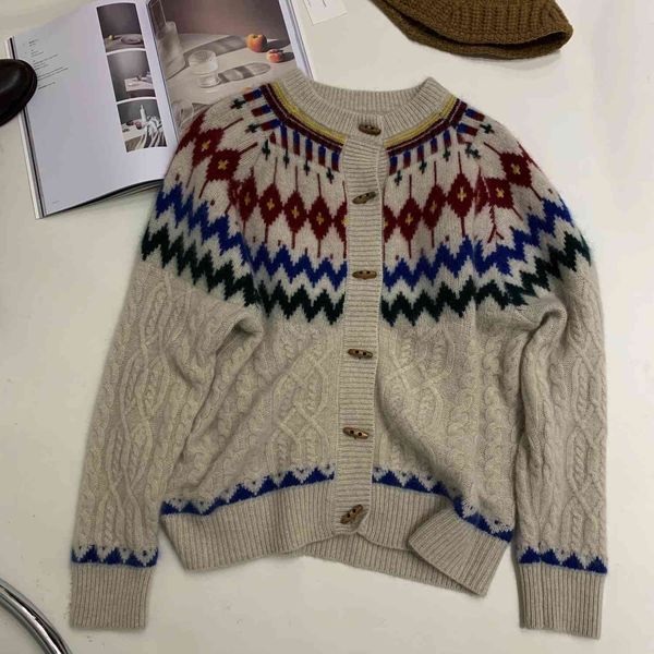 sweater women autumn and winter round neck retro pattern thicken jacket women's wool knit cardigan szg1, White;black
sweater women autumn and winter round neck retro pattern thicken jacket women's wool knit cardigan szg1, White;black