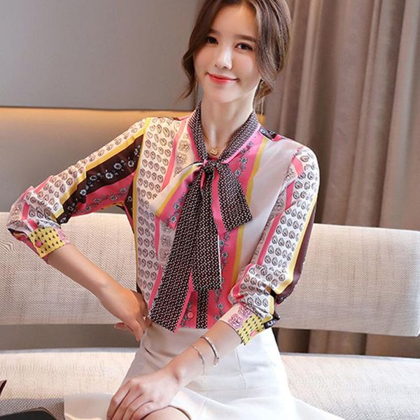 women's blouses & shirts 2021 spring and autumn women blouse bowtie color stripe printing casual single-breasted all-match trend top, White
women's blouses & shirts 2021 spring and autumn women blouse bowtie color stripe printing casual single-breasted all-match trend top, White