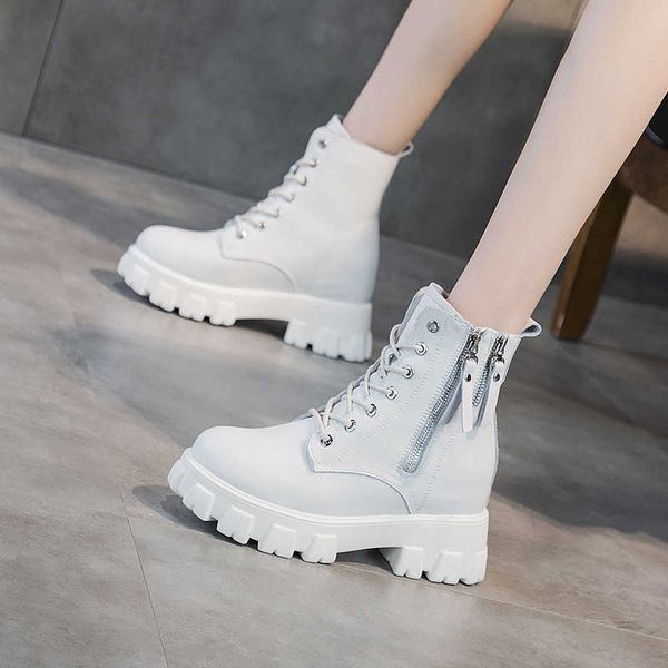 2021 autumn new leather martin boots thick bottom inner increased double zipper student shoes korean women's boots, Black
2021 autumn new leather martin boots thick bottom inner increased double zipper student shoes korean women's boots, Black