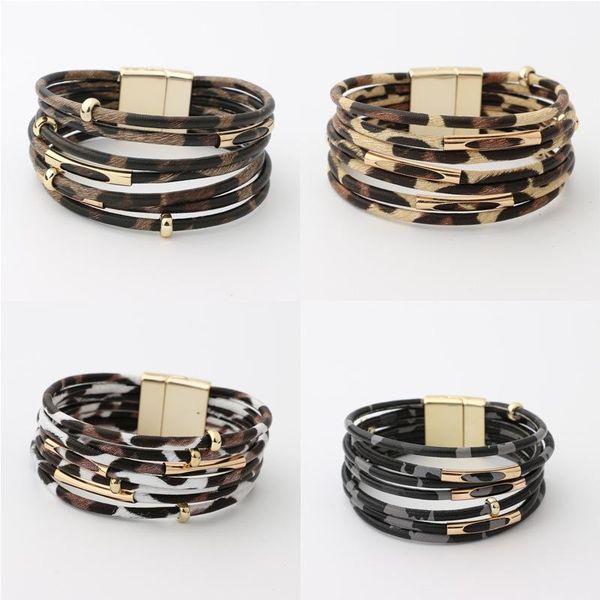 tennis fashion multilayers leopard leather rope stacked wrap magnetic hematite clasps bracelets for women, Golden;silver
tennis fashion multilayers leopard leather rope stacked wrap magnetic hematite clasps bracelets for women, Golden;silver
