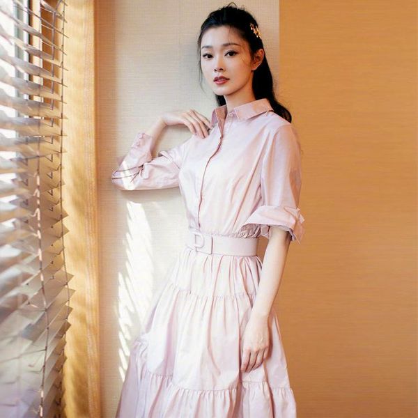casual dresses spring 2021 star song yi and long sleeve shirt collar pink dress brim collect waist pleated, Black;gray
casual dresses spring 2021 star song yi and long sleeve shirt collar pink dress brim collect waist pleated, Black;gray