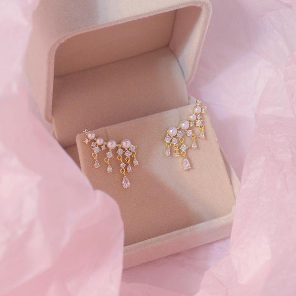 dangle & chandelier korea selling fashion jewelry 14k real gold zircon earrings elegant pearl women's prom party, Silver
dangle & chandelier korea selling fashion jewelry 14k real gold zircon earrings elegant pearl women's prom party, Silver