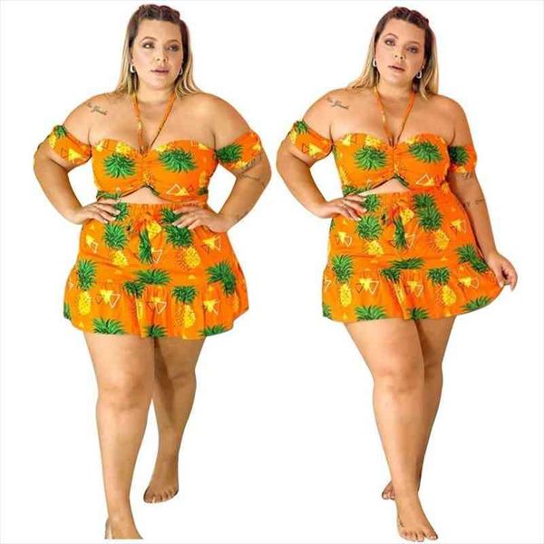 plus size fruits print women tracksuits bohemian two piece sets summer halter slash neck backless crop mini skirts, Gray
plus size fruits print women tracksuits bohemian two piece sets summer halter slash neck backless crop mini skirts, Gray