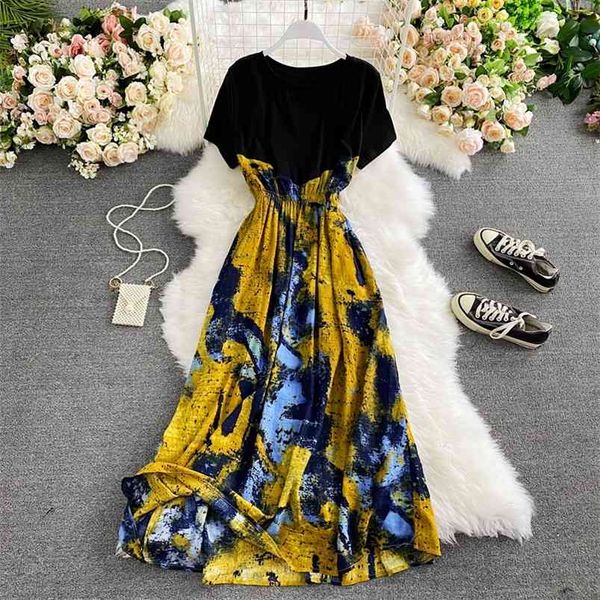 summer loose slimming stitching printed round neck mid-length dress women drawstring waist long uk539 210507, Black;gray
summer loose slimming stitching printed round neck mid-length dress women drawstring waist long uk539 210507, Black;gray