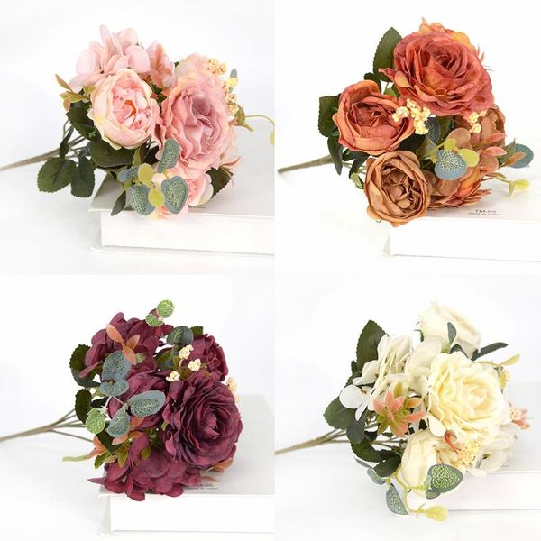 decorative flowers & wreaths artificial vintage silk rose bouquet hydrangea peony bride holding fake flower wedding festival supplies home d
decorative flowers & wreaths artificial vintage silk rose bouquet hydrangea peony bride holding fake flower wedding festival supplies home d
