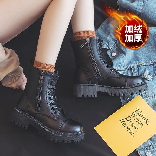 boots autumn winter 2021 women's fashion thick soled leather with suede retro single gothic short, Black
boots autumn winter 2021 women's fashion thick soled leather with suede retro single gothic short, Black