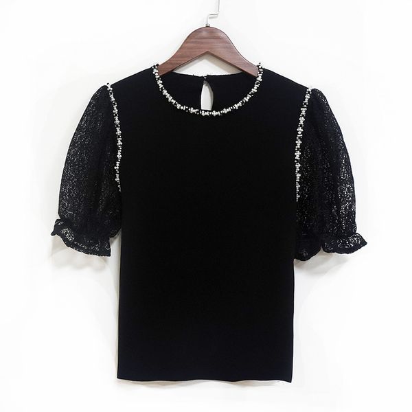 sweater autumn women's knitted heavy beaded round neck puff sleeves slim temperament l5yf, White;black
sweater autumn women's knitted heavy beaded round neck puff sleeves slim temperament l5yf, White;black