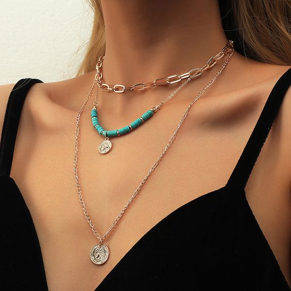necklace fashion exaggerated multi-layer chain popular beauty head pendant turquoise, Silver
necklace fashion exaggerated multi-layer chain popular beauty head pendant turquoise, Silver