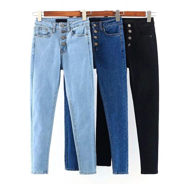 skinny four buttons high waist tight pencil jeans lady slim fit denim pants casual long trousers woman jooger women's, Blue
skinny four buttons high waist tight pencil jeans lady slim fit denim pants casual long trousers woman jooger women's, Blue