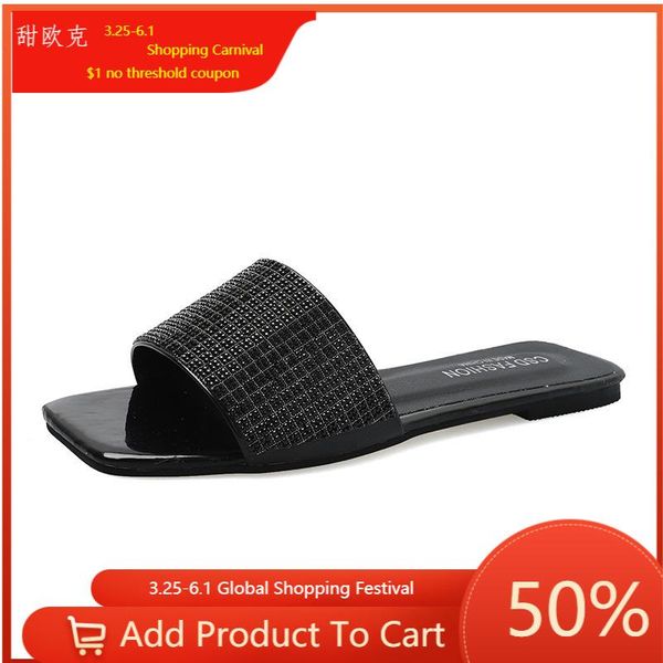 summer sandals women round head diamond flat bottomed women's student slippers light and wear resistant, Black
summer sandals women round head diamond flat bottomed women's student slippers light and wear resistant, Black