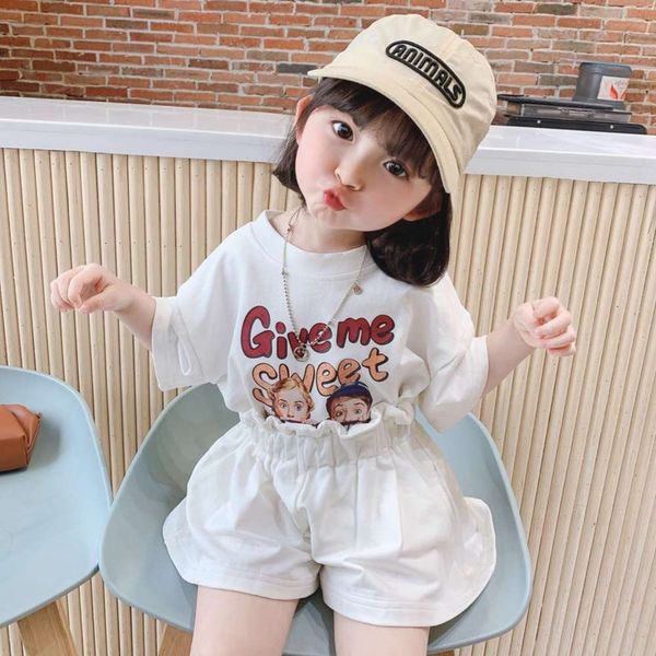 summer cotton girls' shorts set children's wear korean cartoon printed baby two piece set, White
summer cotton girls' shorts set children's wear korean cartoon printed baby two piece set, White